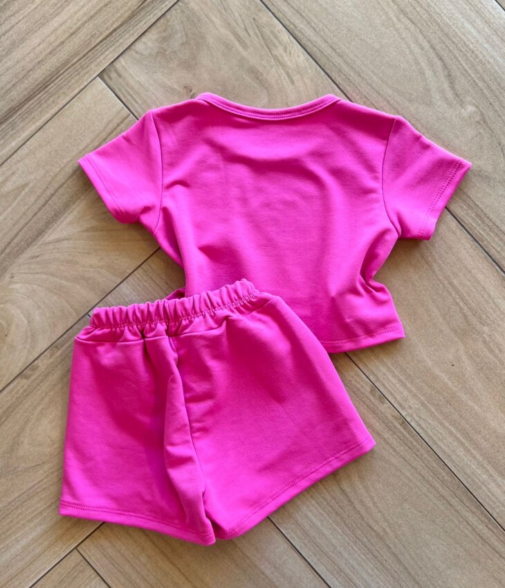 fernandaramoskids com br Conjunto Infantil Feminino Blusa Short Stitch Pink 2