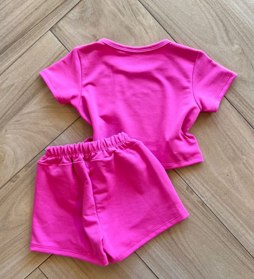 fernandaramoskids com br Conjunto Infantil Feminino Blusa Short Stitch Pink 2