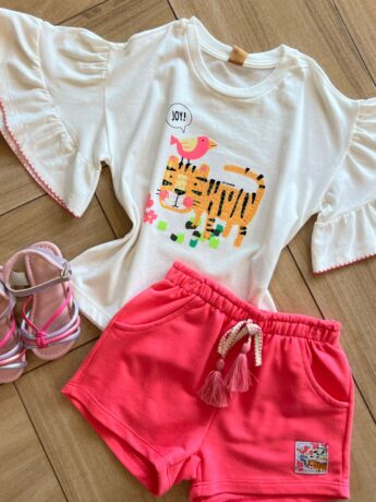 fernandaramoskids com br Conjunto Infantil Feminino Blusa Short Tigre 1