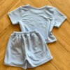 fernandaramoskids com br Conjunto Infantil Feminino Blusa Stitch e Short Saia Azul2