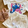 fernandaramoskids com br Conjunto Infantil Feminino Blusa Stitch e Short Saia Branco1