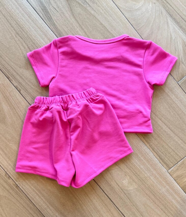fernandaramoskids com br Conjunto Infantil Feminino Blusa Stitch e Short Saia Pink2