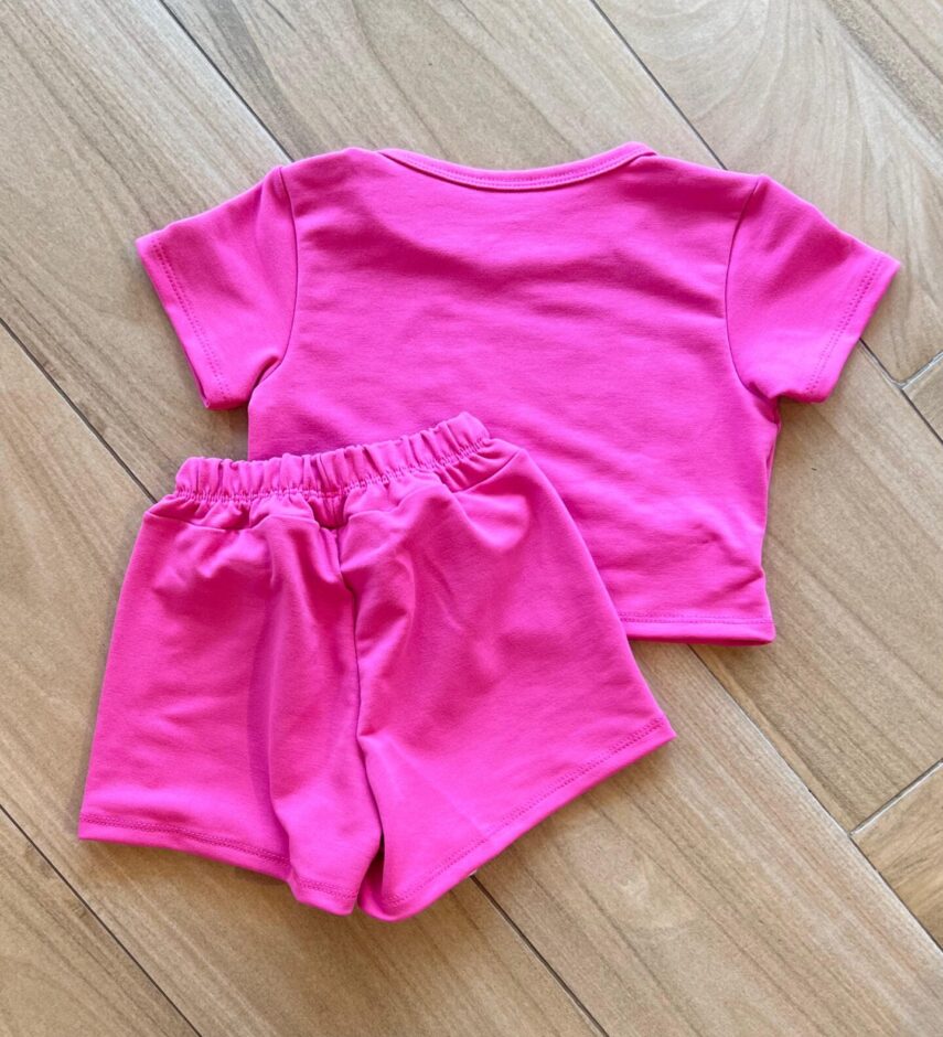 fernandaramoskids com br Conjunto Infantil Feminino Blusa Stitch e Short Saia Pink2