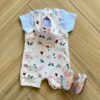 Conjunto Infantil Feminino Body Branco e Jardineira Estampada Alegre Fernanda Ramos Kids