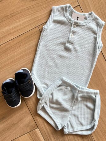 fernandaramoskids com br Conjunto Infantil Feminino Body e Short Azul Bebê 1