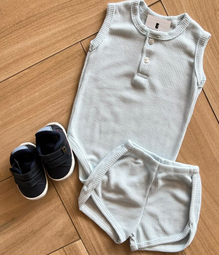 fernandaramoskids com br Conjunto Infantil Feminino Body e Short Azul Bebê 1