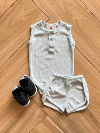 Conjunto Infantil Feminino Body e Short Azul Bebê Fernanda Ramos Kids