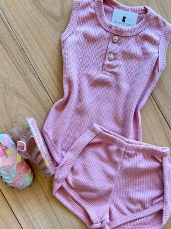 fernandaramoskids com br Conjunto Infantil Feminino Body e Short Rose 1