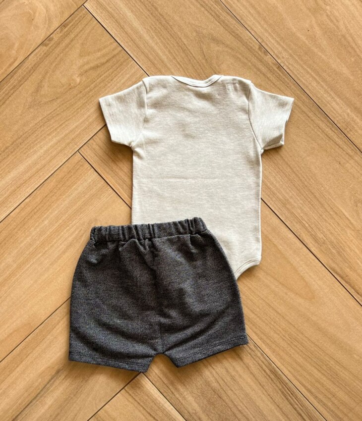 fernandaramoskids com br Conjunto Infantil Feminino Body e Short Cinza Tigre 2