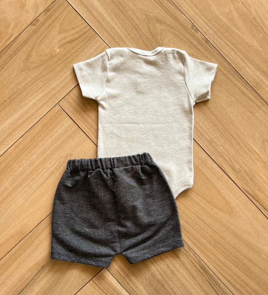 fernandaramoskids com br Conjunto Infantil Feminino Body e Short Cinza Tigre 2
