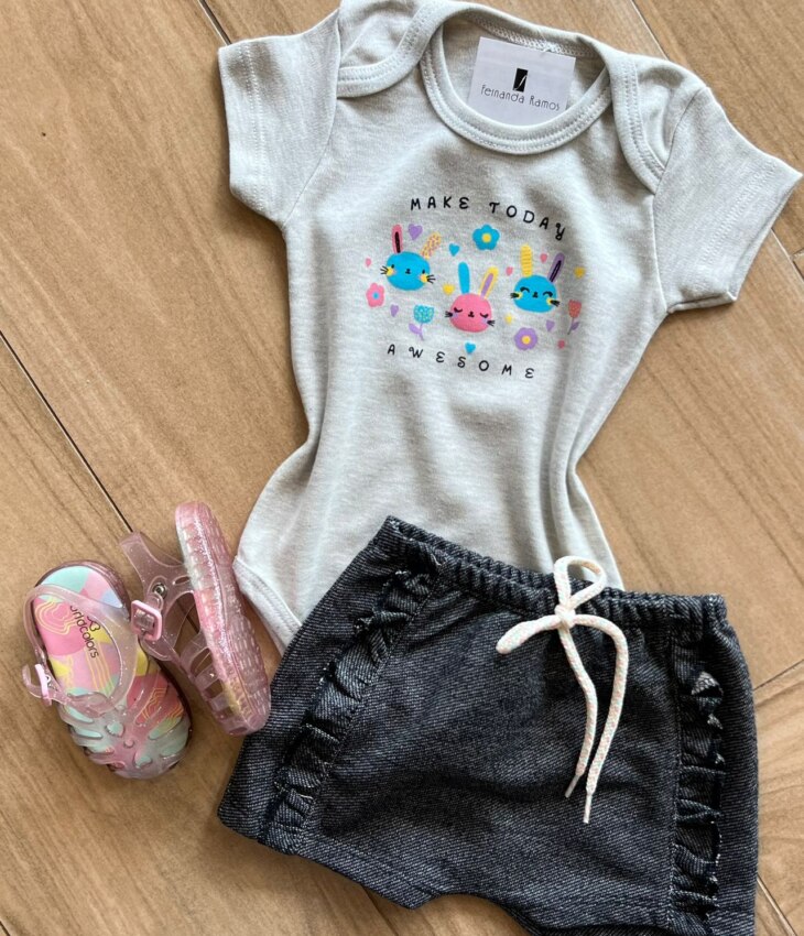 fernandaramoskids com br Conjunto Infantil Feminino Body e Short Make Today 1
