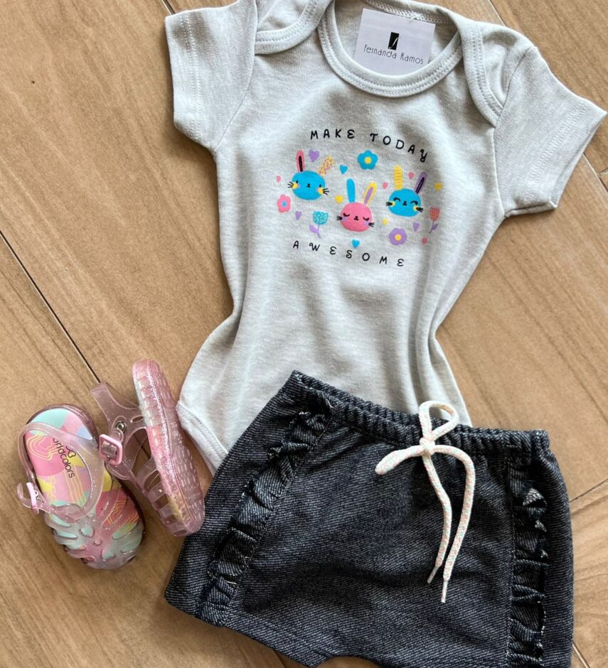fernandaramoskids com br Conjunto Infantil Feminino Body e Short Make Today 1
