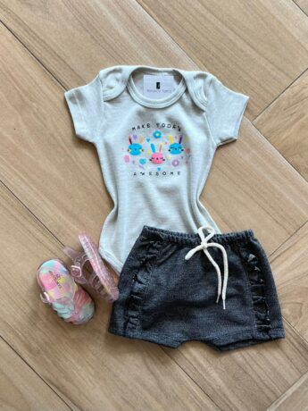 Conjunto Infantil Feminino Body e Short Make Today Fernanda Ramos Kids