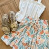 fernandaramoskids com br Conjunto Infantil Feminino Cropped e Short Saia Estampa Floral1
