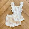 Conjunto Infantil Feminino Regata com Botões e Short Estampa Coqueiro Fernanda Ramos Kids