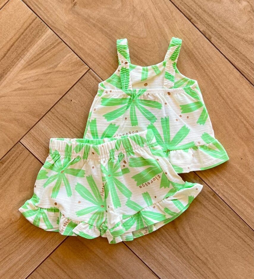 fernandaramoskids com br Conjunto Infantil Feminino Regata e Short Estampado Floresça2