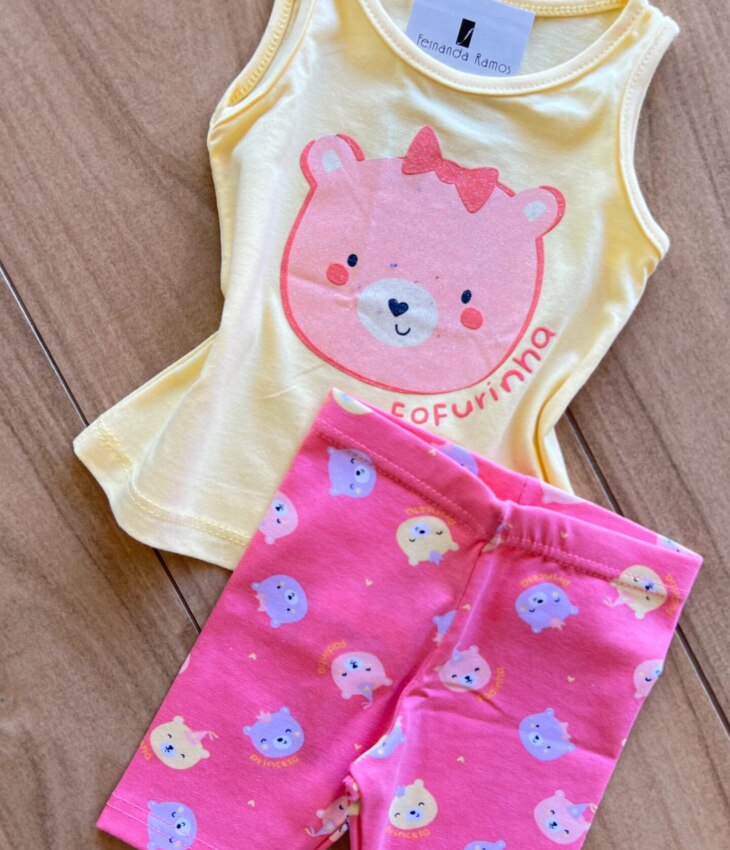 fernandaramoskids com br Conjunto Infantil Feminino Regata e Short Fofurinha 1