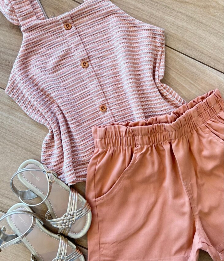 fernandaramoskids com br Conjunto Infantil Feminino Regata e Short Rose 1
