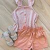 Conjunto Infantil Feminino Regata e Short Rose Fernanda Ramos Kids