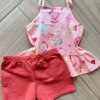 Conjunto Infantil Feminino Regata Estampada Salmão e Short TerraCota Fernada Ramos Kids