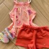 Conjunto Infantil Feminino Regata Estampada Salmão e Short TerraCota Fernanda Ramos Kids