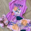 fernandaramoskids com br Conjunto Infantil Feminino Regata Happy Fille e Short Estampado1