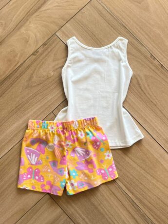 Conjunto Infantil Feminino Regata Pequenas Amigas e Short Estampado Fernanda Ramos Kids