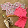 Conjunto Infantil Feminino Top Blusa Boxy e Short Moletom Estampado Fernanda Ramos Kids