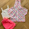 Conjunto Infantil Feminino Top Colete e Saia Moletom Colorido Fernanda Ramos Kids