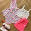Conjunto Infantil Feminino Top Colete e Saia Moletom Colorido Fernanda Ramos Kids