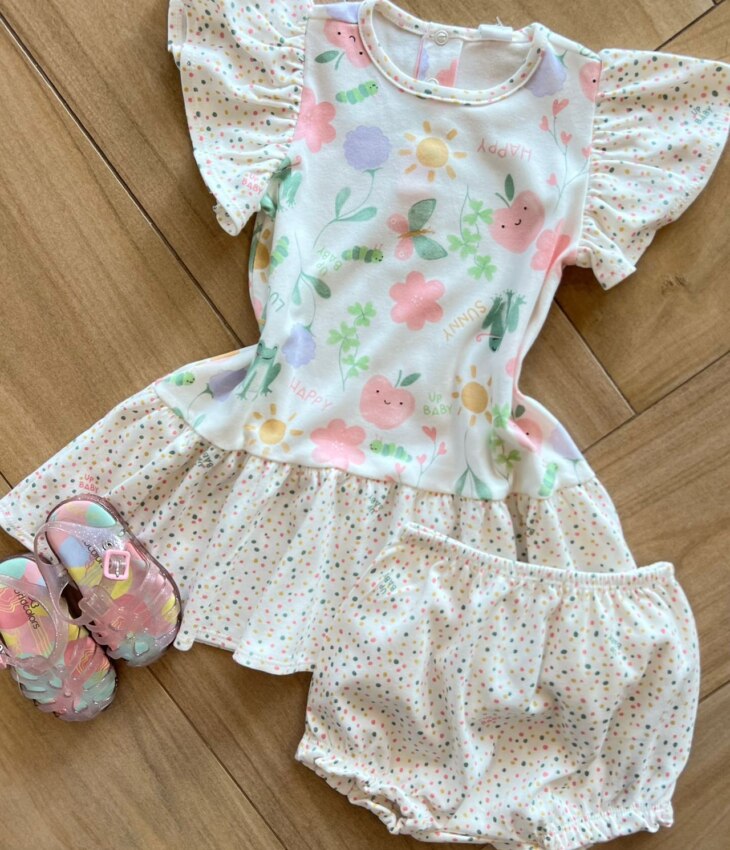 fernandaramoskids com br Conjunto Infantil Feminino Vestido e Calcinha em Suede 1