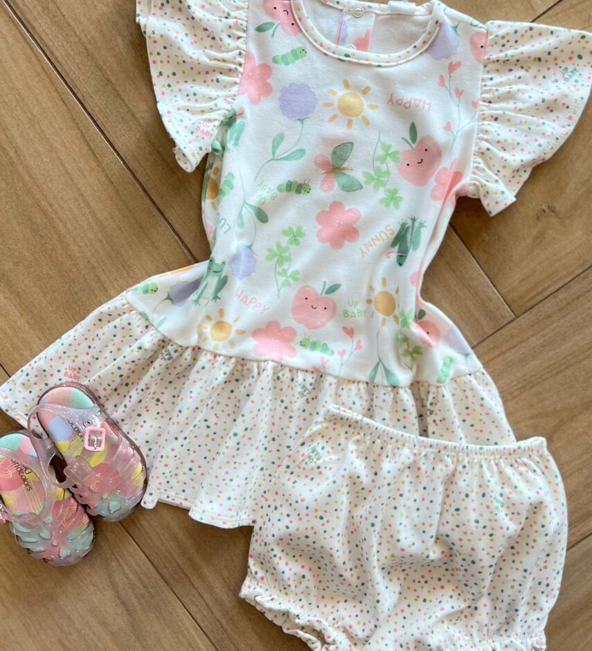 fernandaramoskids com br Conjunto Infantil Feminino Vestido e Calcinha em Suede 1