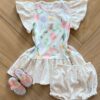 Conjunto Infantil Feminino Vestido e Calcinha em Suede Fernanda Ramos Kids