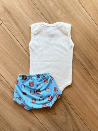 Conjunto Infantil Masculino 3 Pecas Body e Short e Babador Ursinho 1 Fernanda Ramos Kids