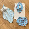 Conjunto Infantil Masculino 3 Pecas Body e Short e Babador Ursinho Fernanda Ramos Kids