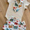 fernandaramoskids com br Conjunto Infantil Masculino 3 Pecas Body Short e Babador Safari 1