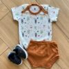 Conjunto Infantil Masculino Body Estampado e Short Caramelo Fernanda Ramos Kids