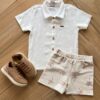 Conjunto Infantil Masculino Camisa em Linho e Bermuda Estampado Fernanda Ramos kids