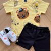 Conjunto Infantil Masculino Camiseta Animal Amarela e Bermuda Preta Fernanda Ramos kids