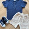 Conjunto Infantil Masculino Camiseta Bermuda com Detalhe em Botões Fernanda ramos kids