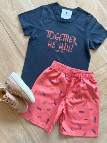 fernandaramoskids com br Conjunto Infantil Masculino Camiseta Bermuda Together We Win 1