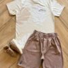 Conjunto Infantil Masculino Camiseta Born To Be Brave e Bermuda Fernanda Ramos Kids