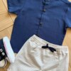 fernandaramoskids com br Conjunto Infantil Masculino Camiseta com Botões Bermuda Listrada 1
