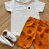 Conjunto Infantil Masculino Camiseta com Gola Bermuda Fernanda ramos kids