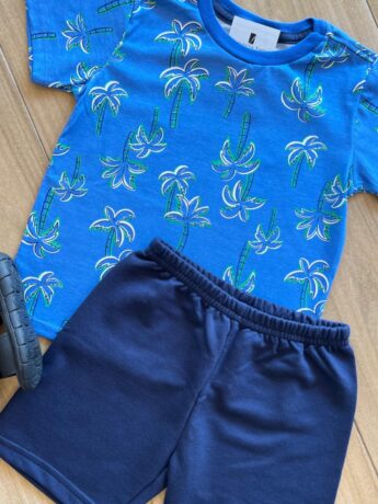fernandaramoskids com br Conjunto Infantil Masculino Camiseta Coqueiro e Bermuda 1