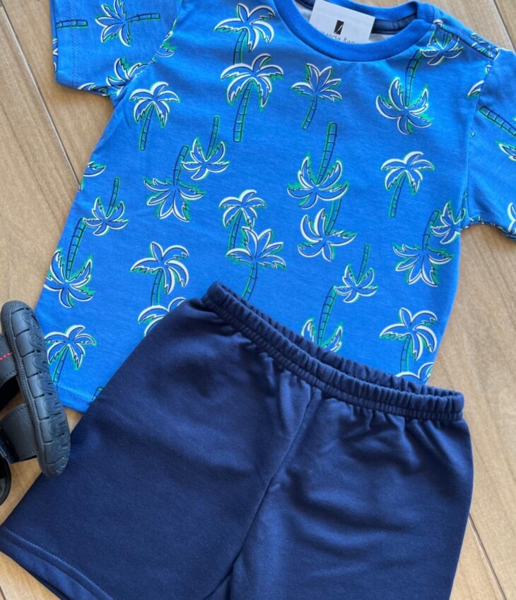 fernandaramoskids com br Conjunto Infantil Masculino Camiseta Coqueiro e Bermuda 1