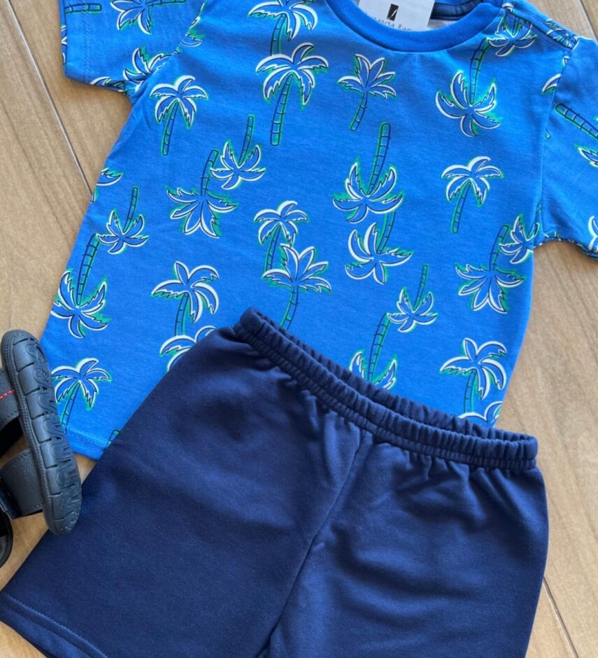 fernandaramoskids com br Conjunto Infantil Masculino Camiseta Coqueiro e Bermuda 1