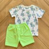 Conjunto Infantil Masculino Camiseta Coqueiros e Bermuda Verde Fernanda Ramos Kids