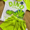 fernandaramoskids com br Conjunto Infantil Masculino Camiseta Dino e Bermuda Verde Lima1