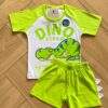 Conjunto Infantil Masculino Camiseta Dino e Bermuda Verde Lima Fernanda Ramos Kids